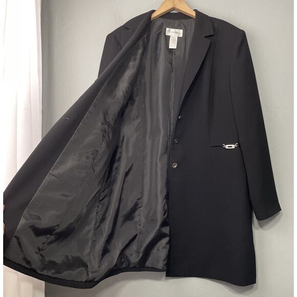 Studio I Longline Blazer Size 18 Black Jacket Office Event Goth Classic Evening - Picture 5 of 14